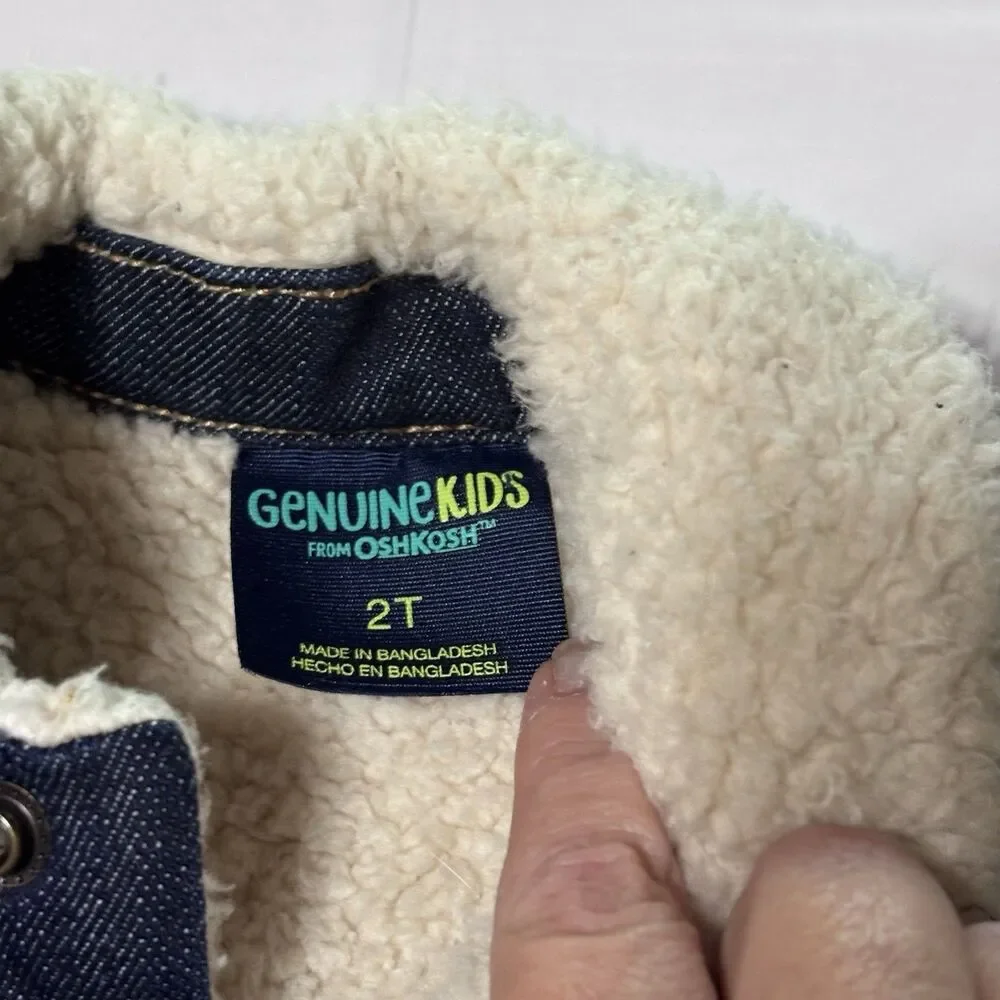 Genuine Kids OshKosh 2T Denim Sherpa Lined Trucker Jacket Blue Toddler Unisex